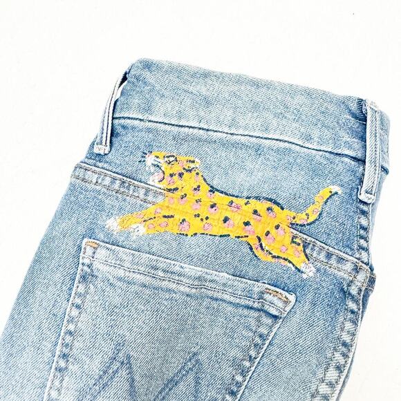 Mother High Waisted Looker Ankle Fray Shoot to Thrill Denim Jeans Size 25 - Picture 2 of 12